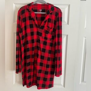 Jenni Red and Black Plaid Nightgown Medium